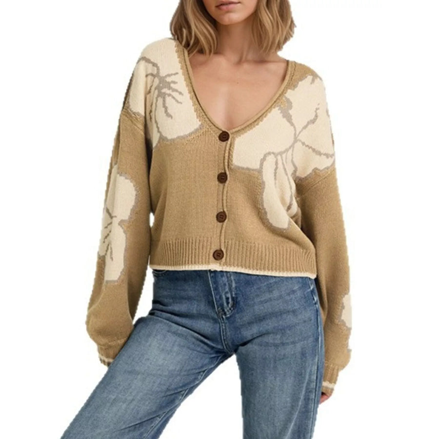 V-Neck Button-Down Knit Cardigan Apparel and Accessories