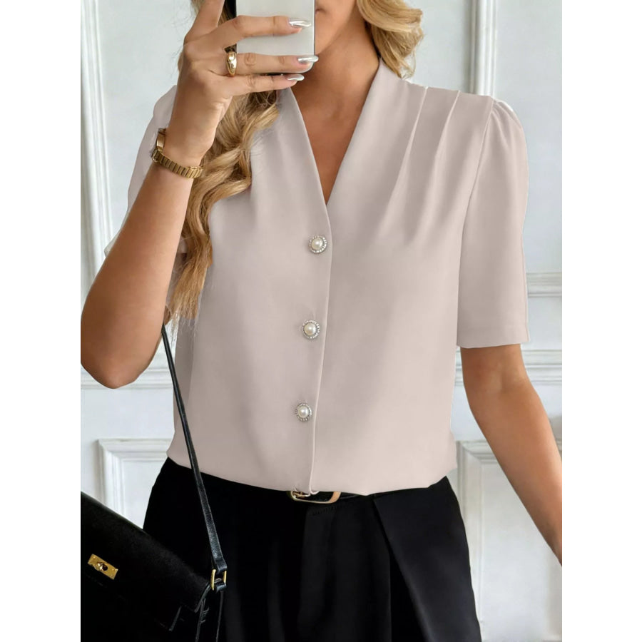 V-Neck Button-Down Shirt Apparel and Accessories