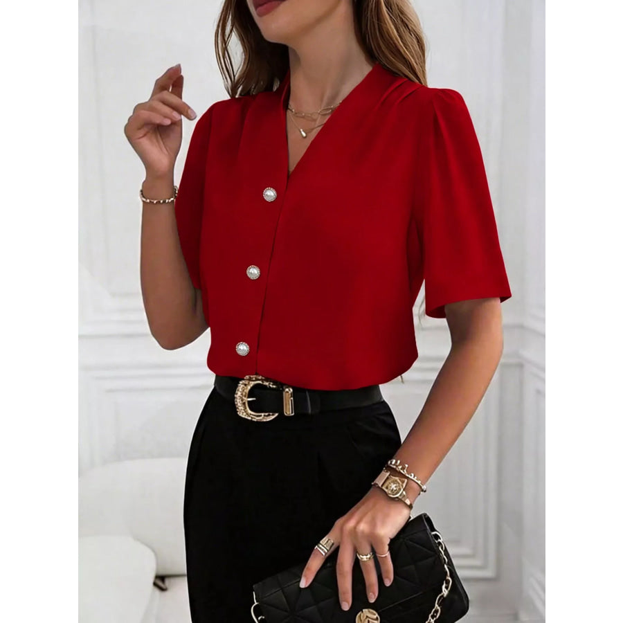 V-Neck Button-Down Shirt Apparel and Accessories
