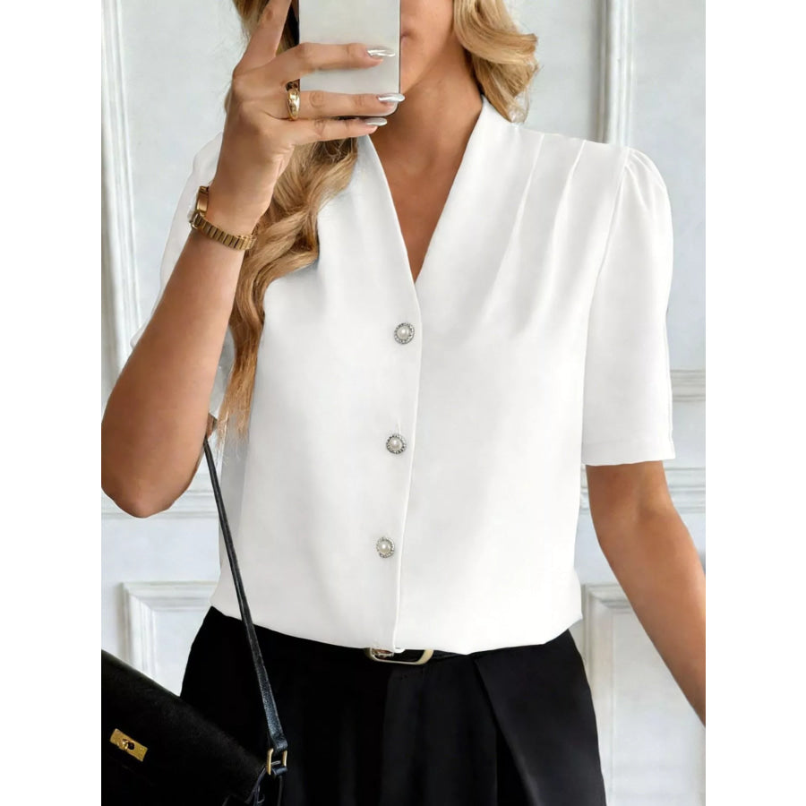 V-Neck Button-Down Shirt Apparel and Accessories