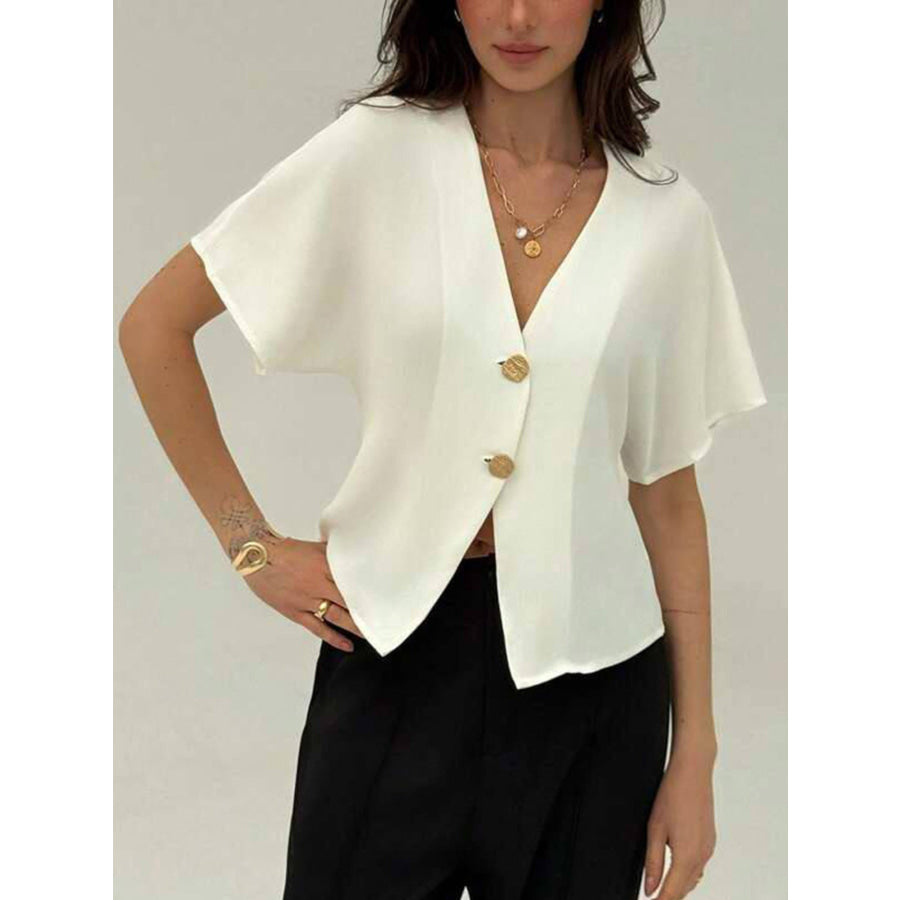 V-Neck Button-Down Shirt Apparel and Accessories
