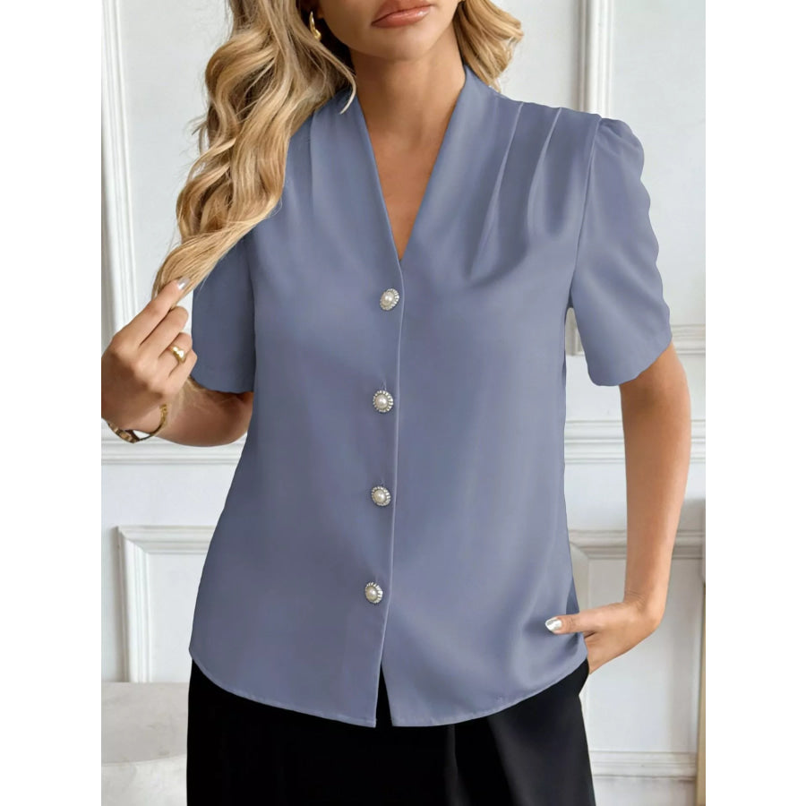 V-Neck Button-Down Shirt Apparel and Accessories