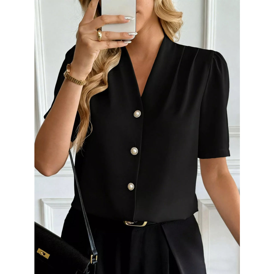 V-Neck Button-Down Shirt Apparel and Accessories