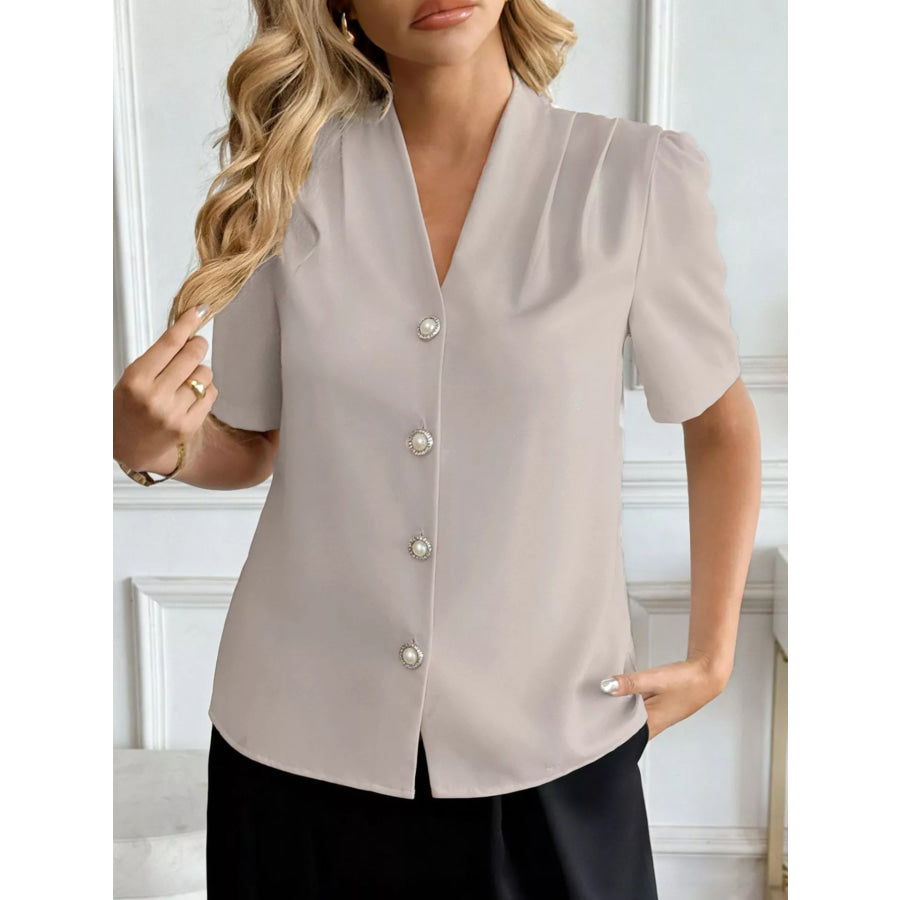 V-Neck Button-Down Shirt Apparel and Accessories