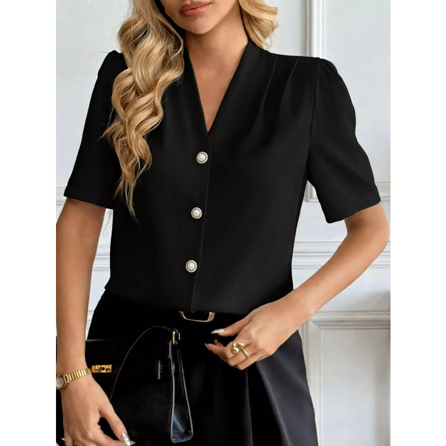 V-Neck Button-Down Shirt Apparel and Accessories