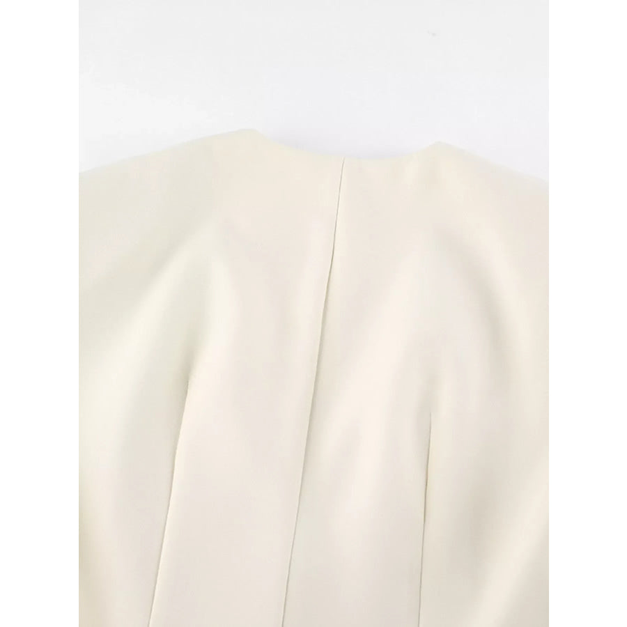 V-Neck Button-Up Blazer with Structured Shoulders Apparel and Accessories