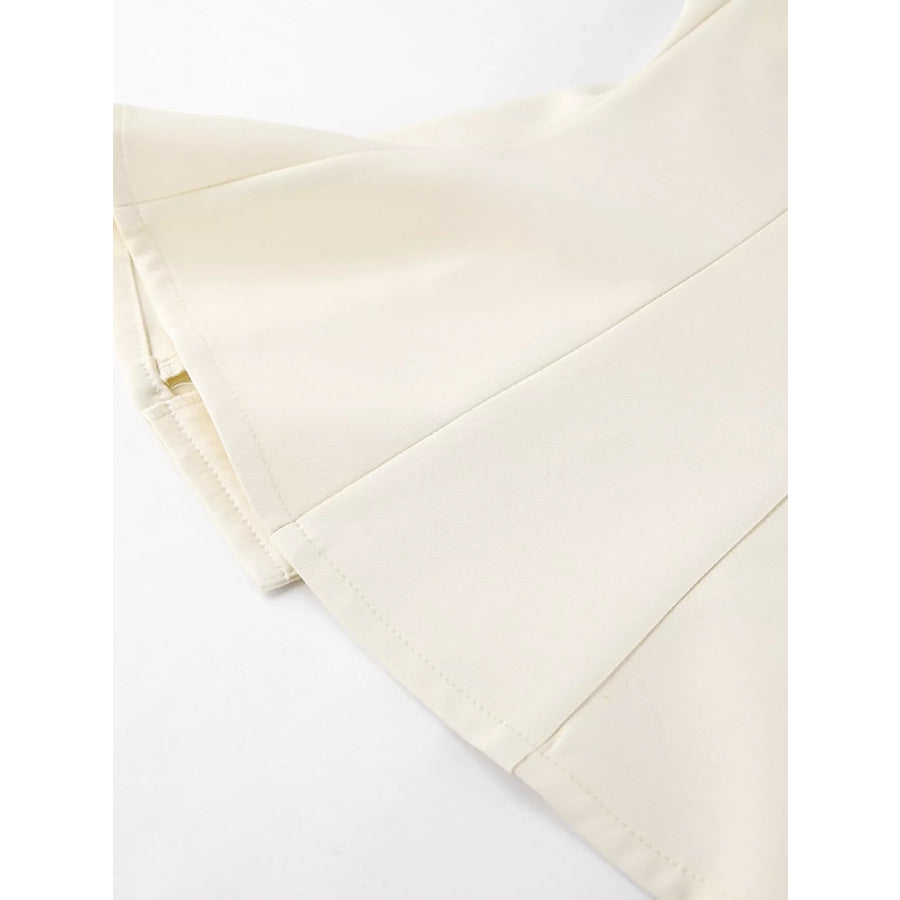 V-Neck Button-Up Blazer with Structured Shoulders Apparel and Accessories