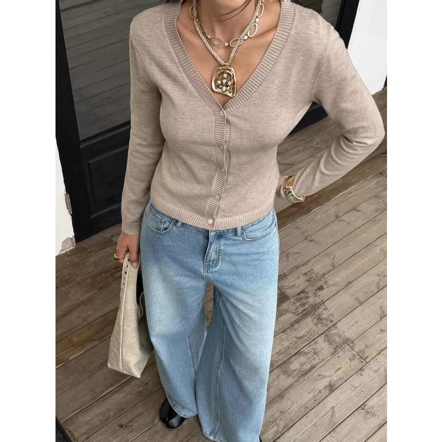 V-Neck Button-Up Cardigan Apparel and Accessories