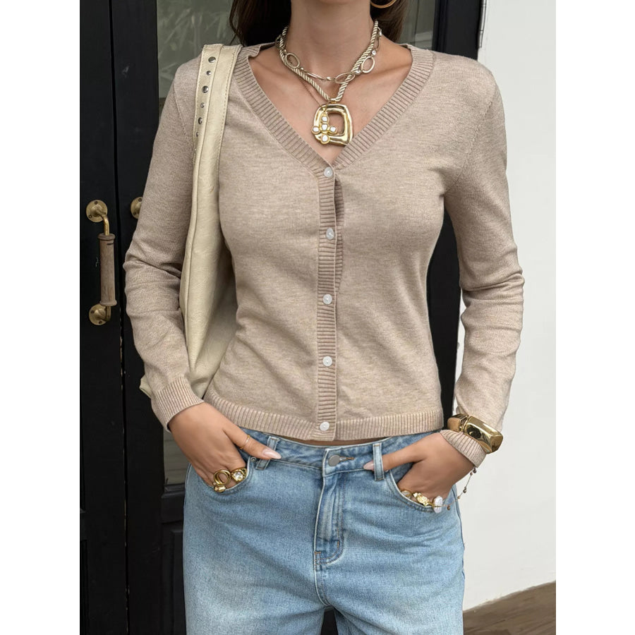 V-Neck Button-Up Cardigan Apparel and Accessories