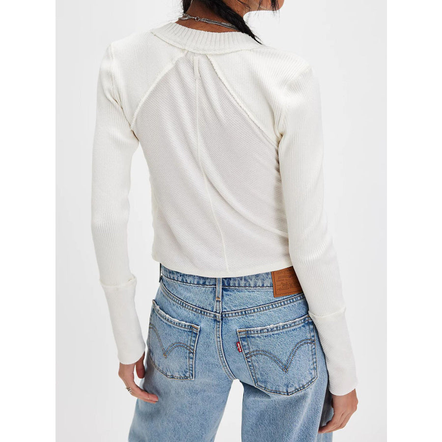 V-Neck Button Up Cropped Cardigan White / S Apparel and Accessories