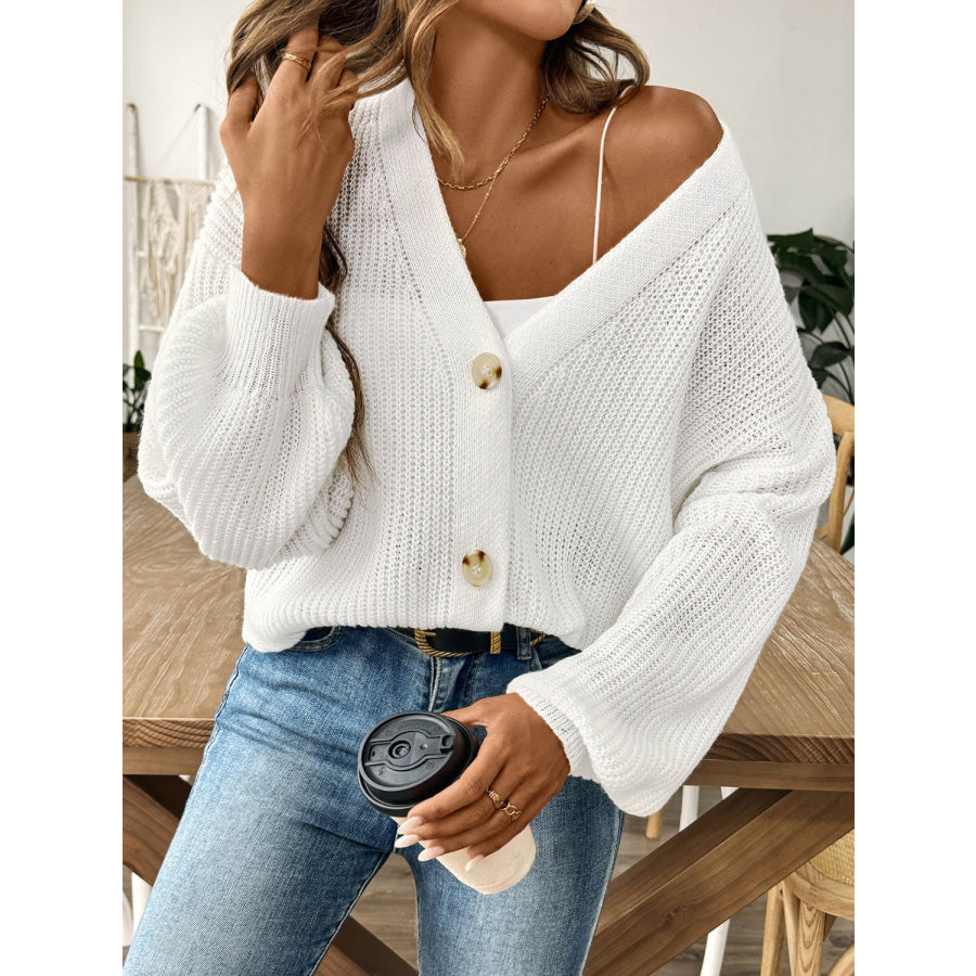 V-Neck Button Up Long Sleeve Cardigan Apparel and Accessories