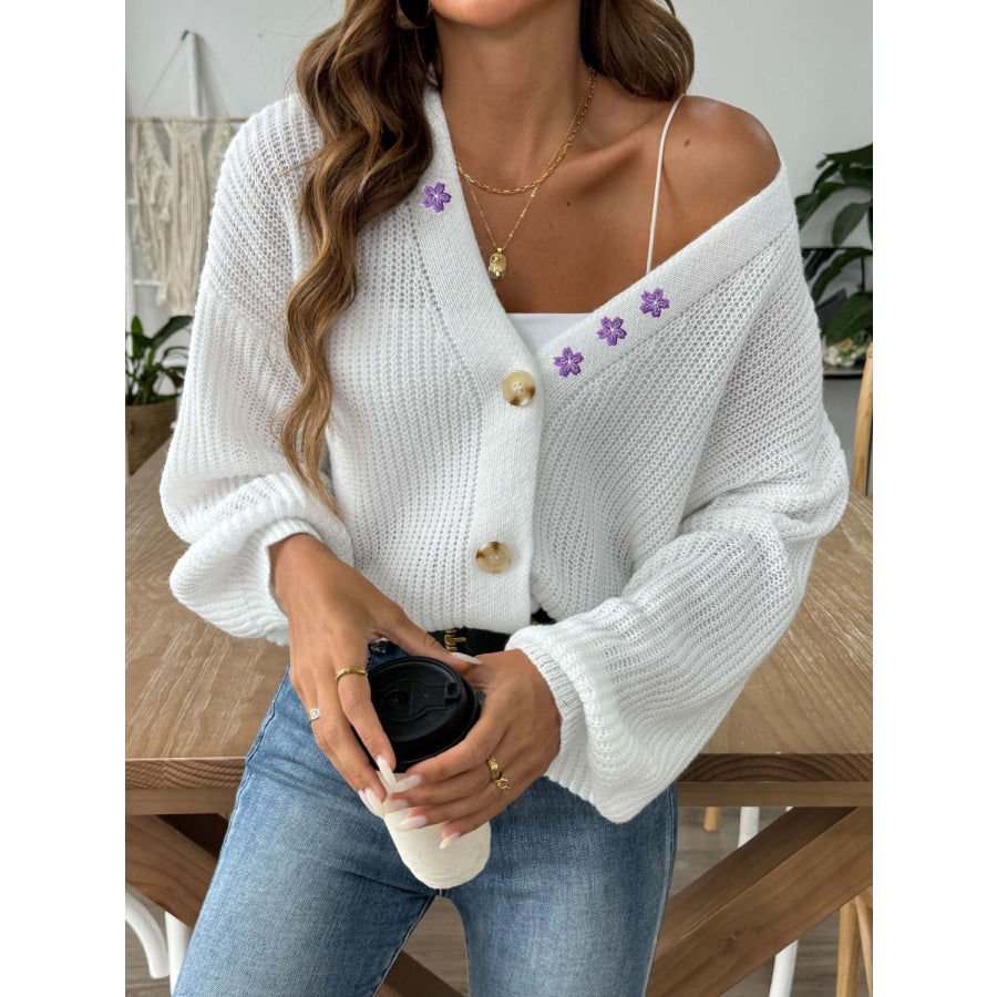 V-Neck Button Up Long Sleeve Cardigan Apparel and Accessories