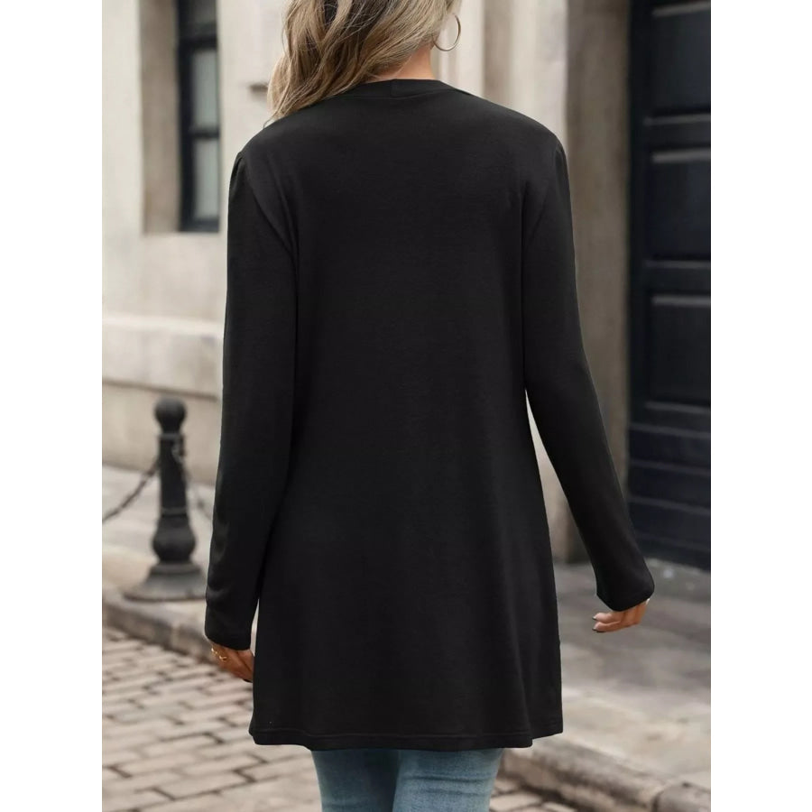 V-Neck Button-Up Long Sleeve Cardigan with Pockets Apparel and Accessories