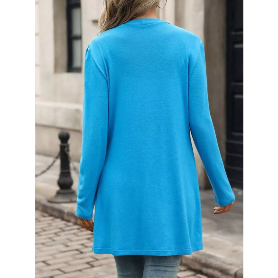 V-Neck Button-Up Long Sleeve Cardigan with Pockets Apparel and Accessories