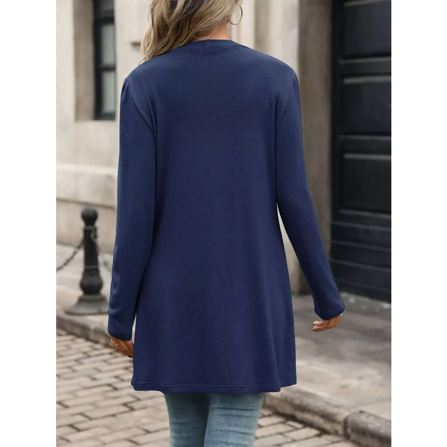V-Neck Button-Up Long Sleeve Cardigan with Pockets Apparel and Accessories