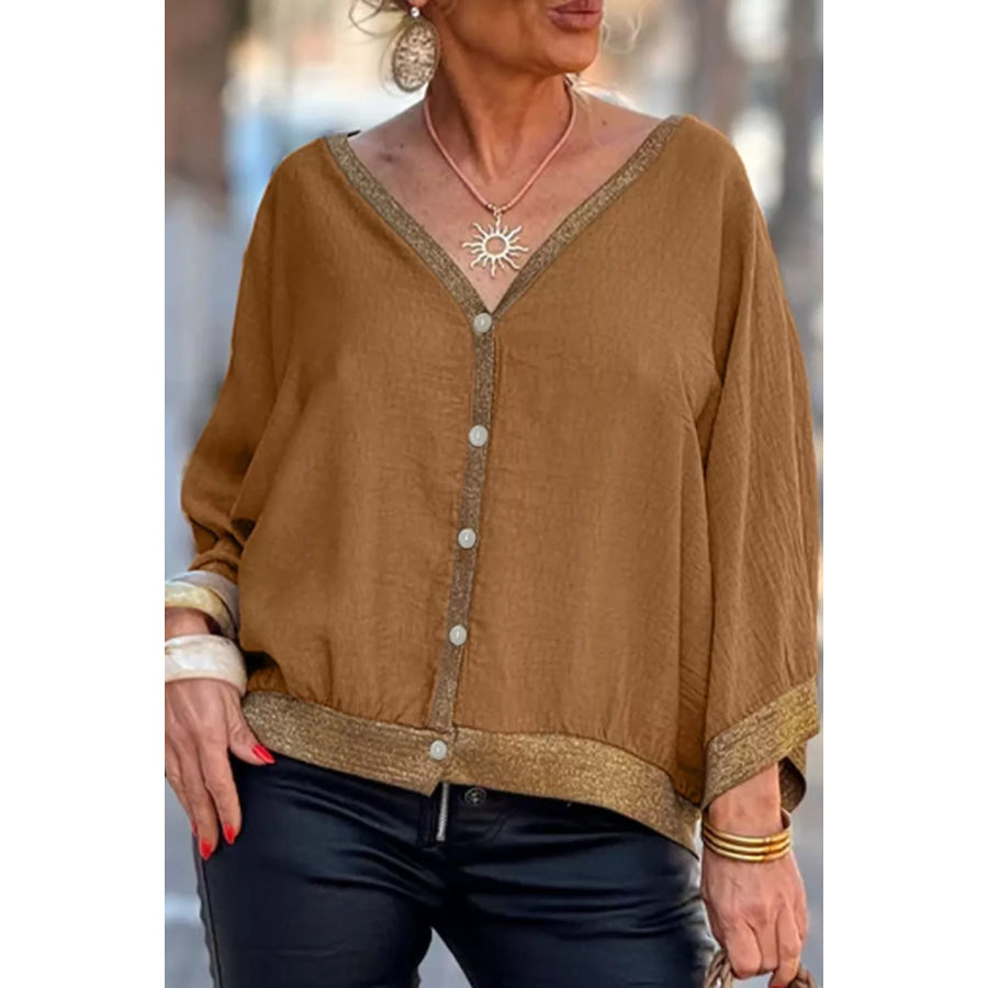 V-Neck Button Up Shirt Apparel and Accessories