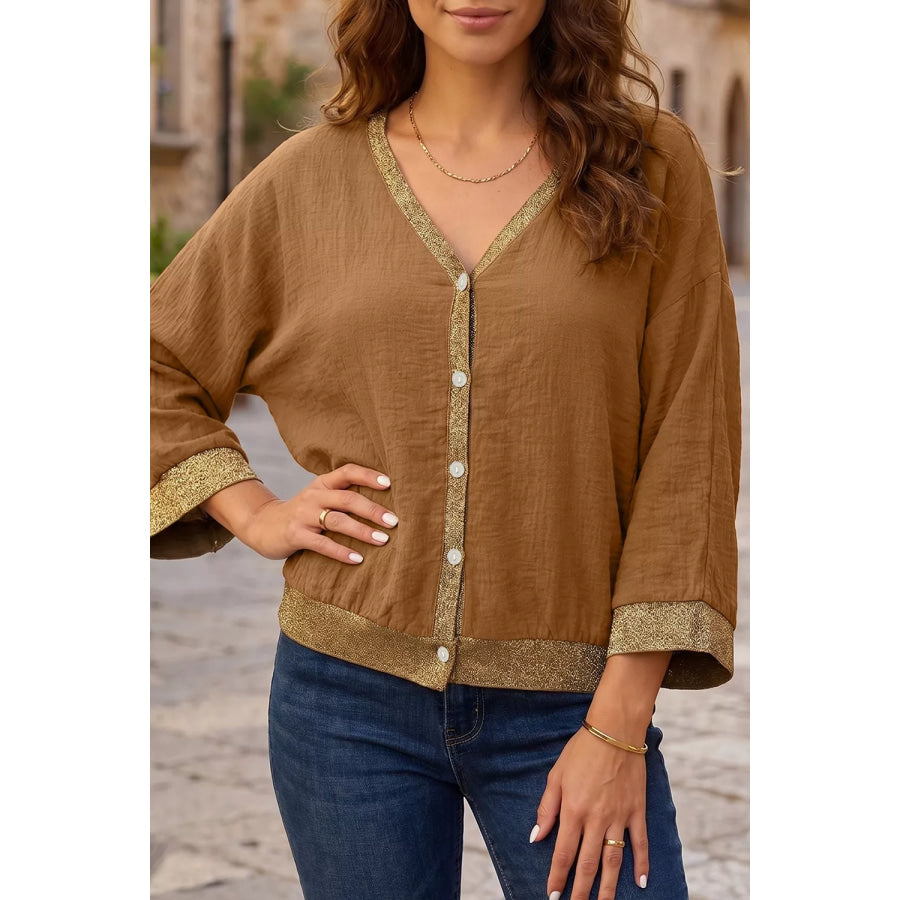 V-Neck Button Up Shirt Apparel and Accessories