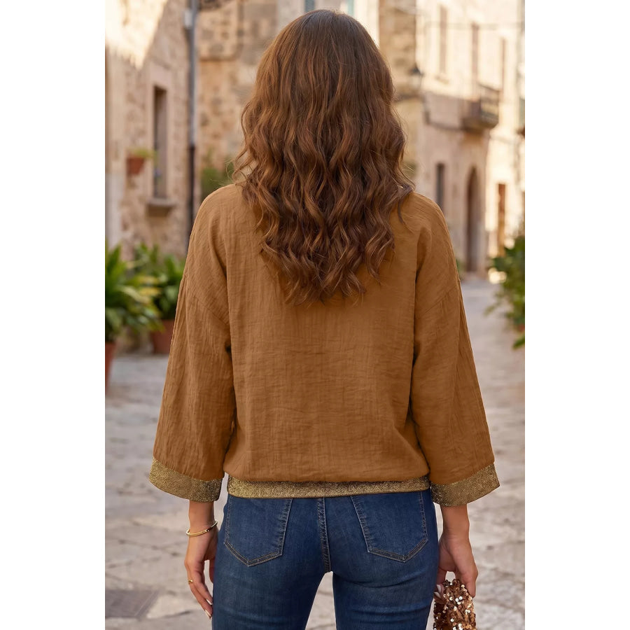 V-Neck Button Up Shirt Apparel and Accessories