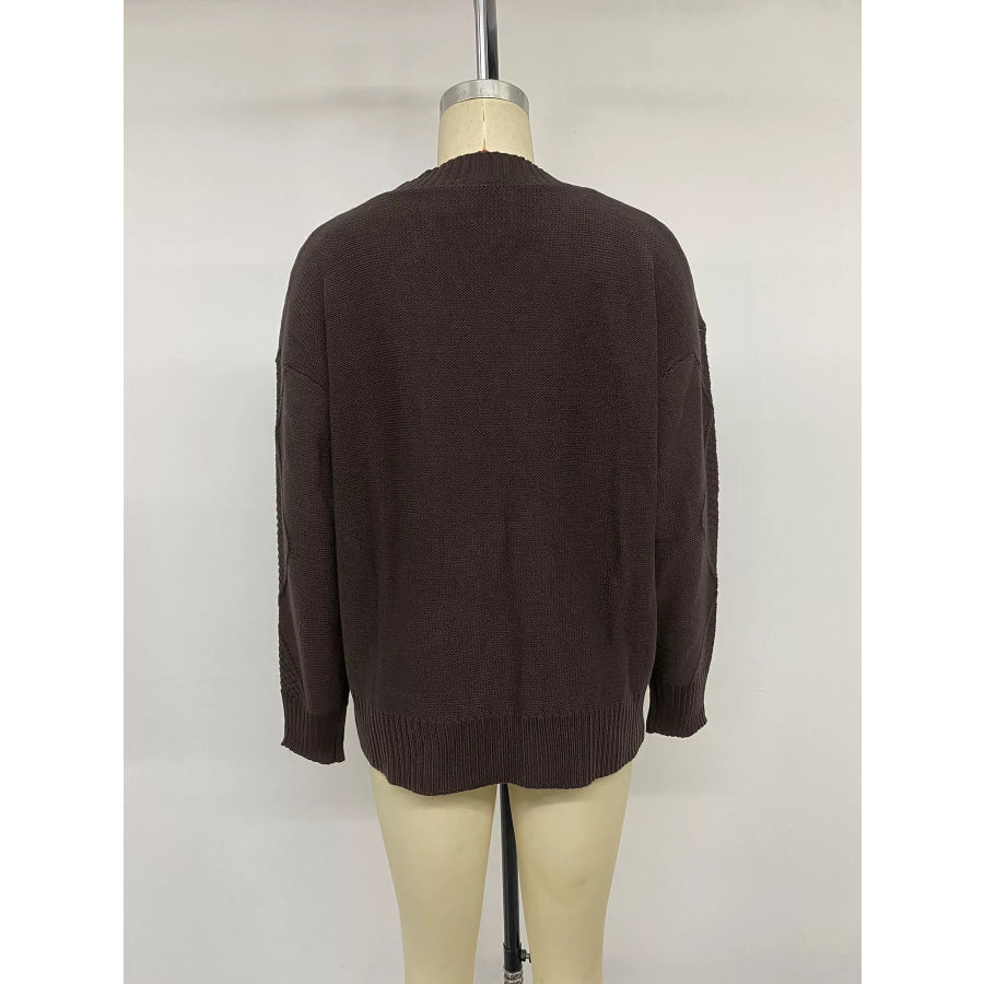 V-Neck Cable Knit Button-Down Cardigan Apparel and Accessories