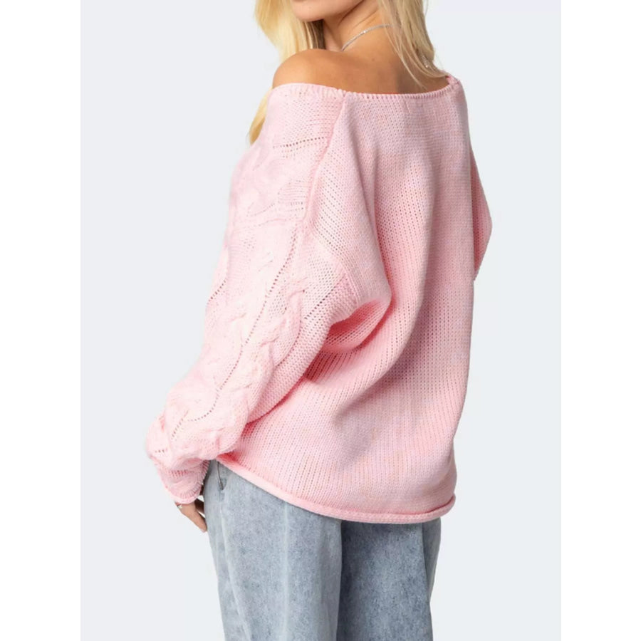 V-Neck Cable Knit Sweater Apparel and Accessories