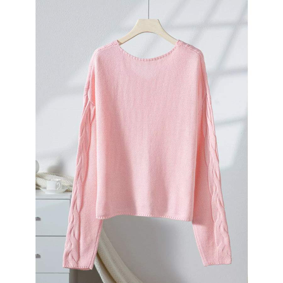 V-Neck Cable Knit Sweater Apparel and Accessories