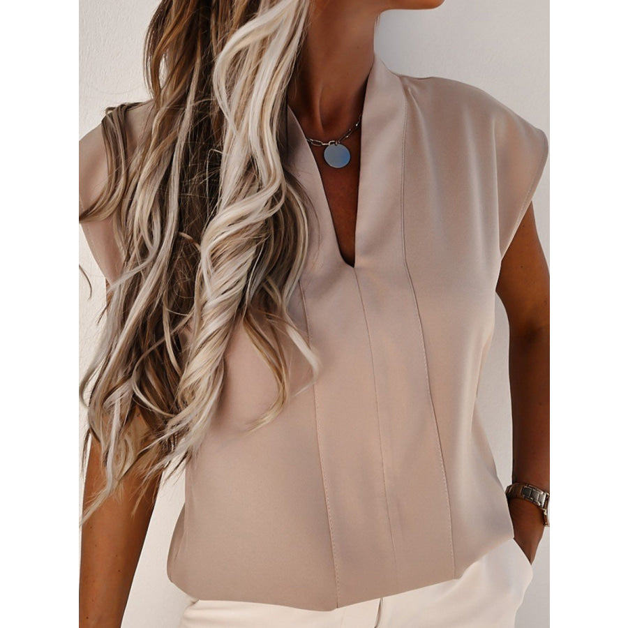 V - Neck Cap Sleeve Blouse Apparel and Accessories