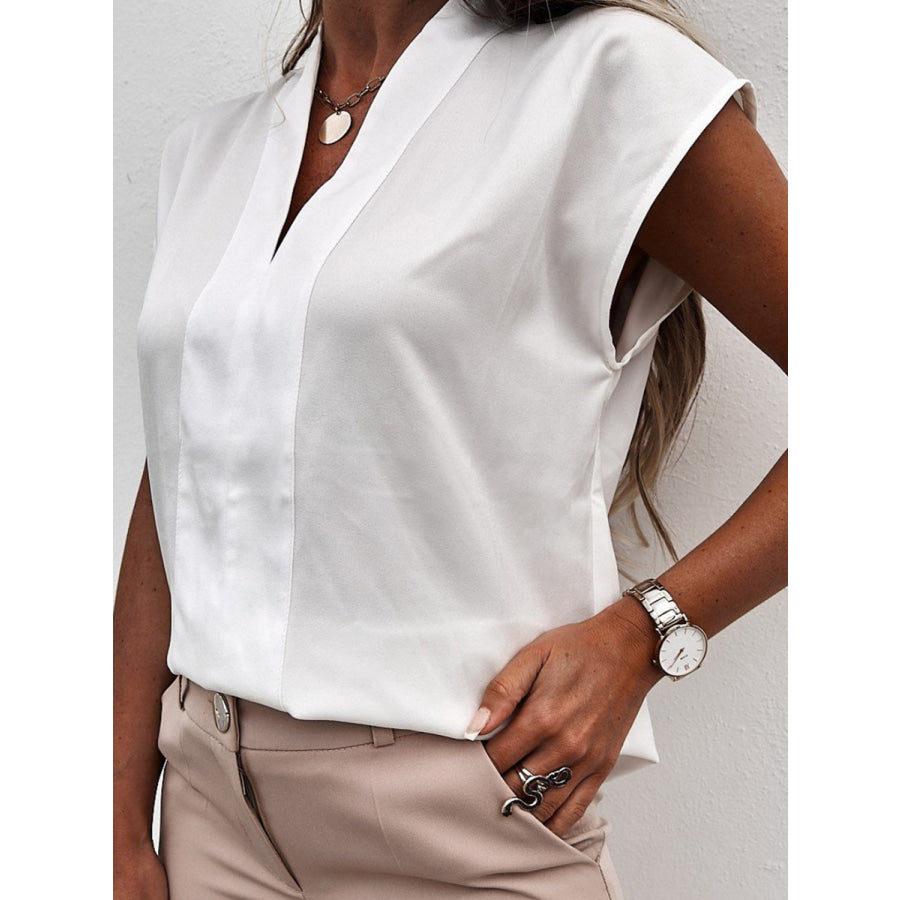 V - Neck Cap Sleeve Blouse Apparel and Accessories