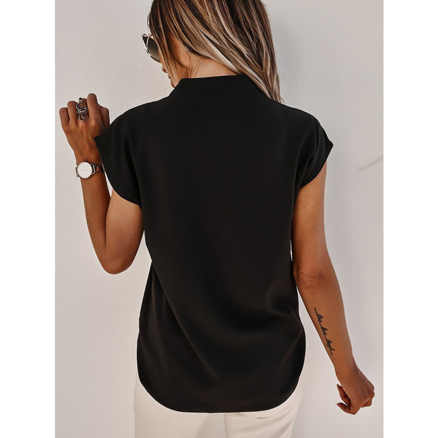 V - Neck Cap Sleeve Blouse Apparel and Accessories