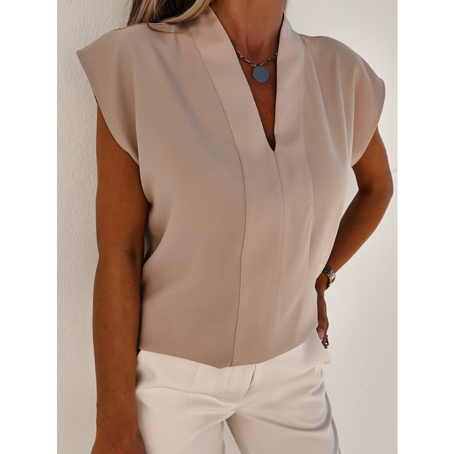 V - Neck Cap Sleeve Blouse Apparel and Accessories