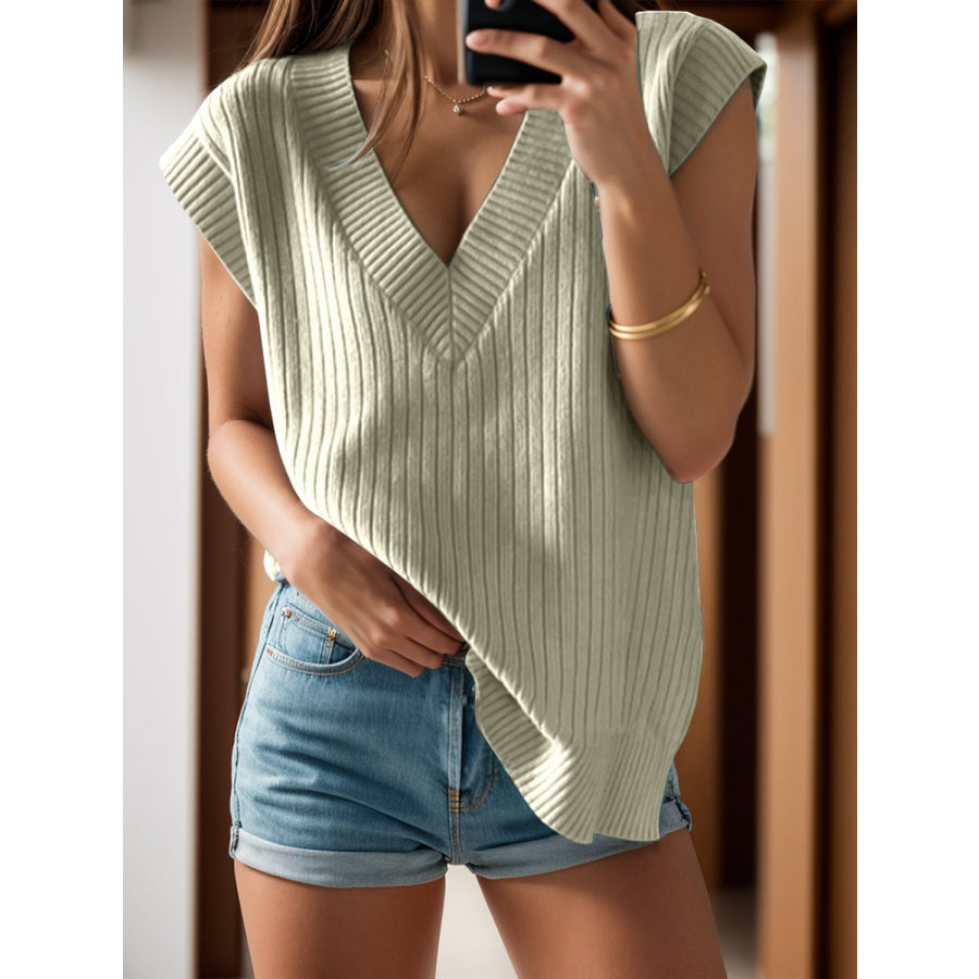 V-Neck Cap Sleeve Knit Vest Apparel and Accessories