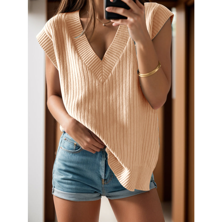 V-Neck Cap Sleeve Knit Vest Apparel and Accessories