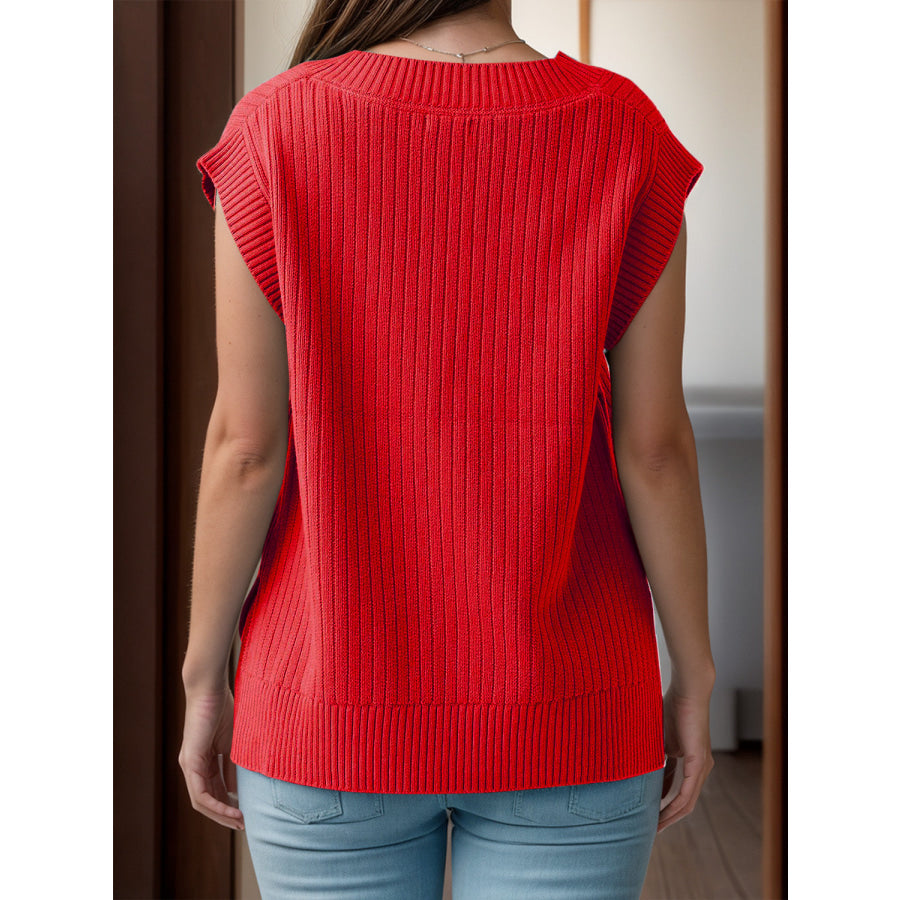 V-Neck Cap Sleeve Knit Vest Apparel and Accessories