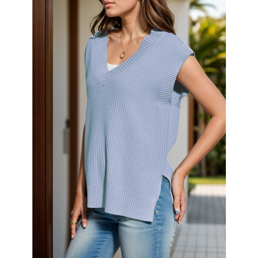 V-Neck Cap Sleeve Knit Vest Apparel and Accessories