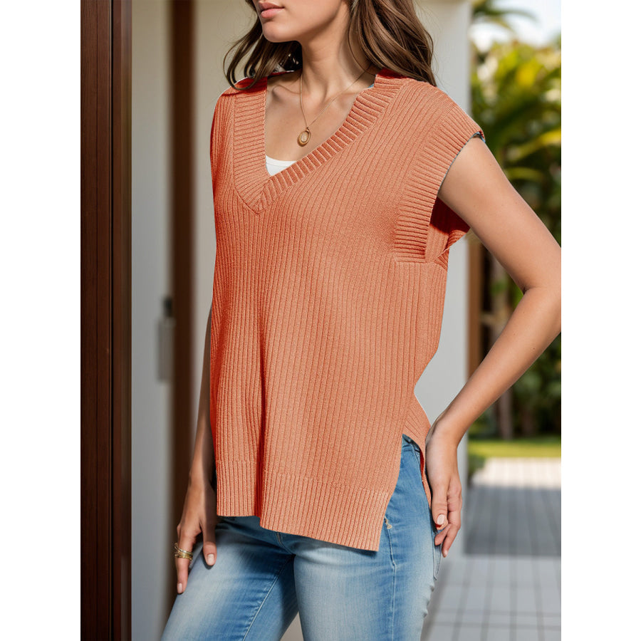 V-Neck Cap Sleeve Knit Vest Apparel and Accessories