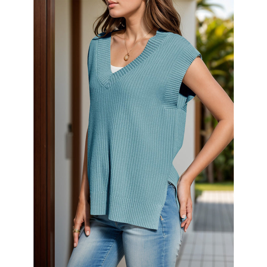 V-Neck Cap Sleeve Knit Vest Apparel and Accessories