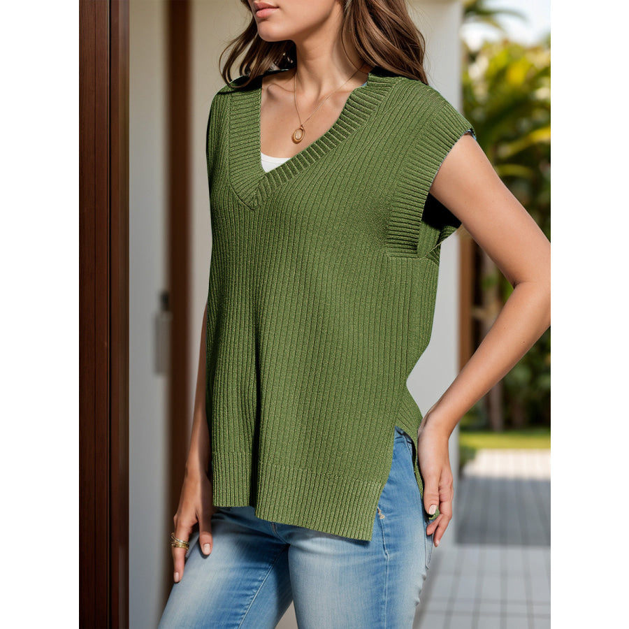 V-Neck Cap Sleeve Knit Vest Apparel and Accessories