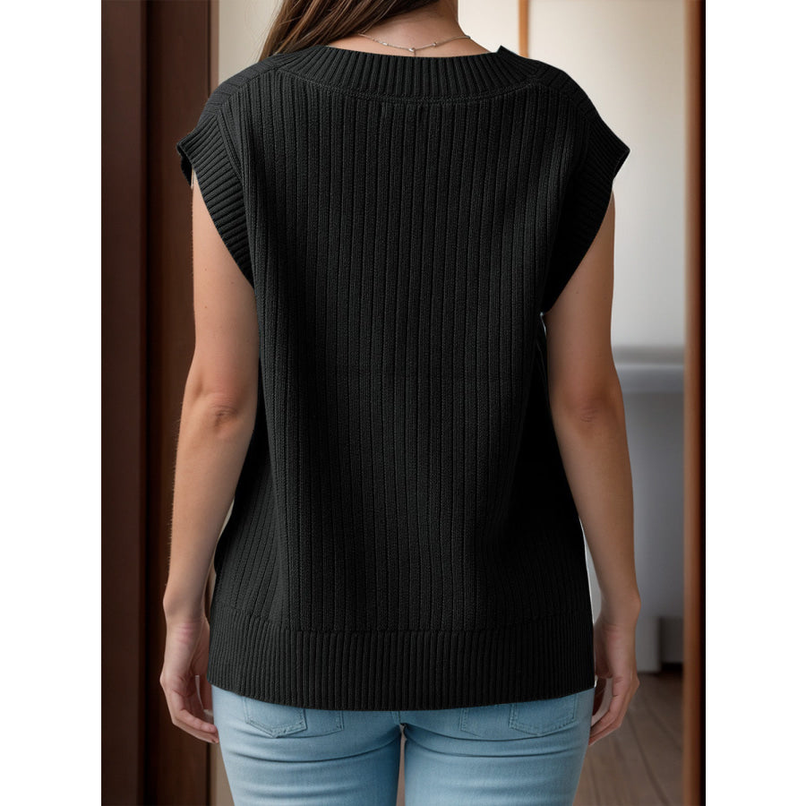 V-Neck Cap Sleeve Knit Vest Apparel and Accessories