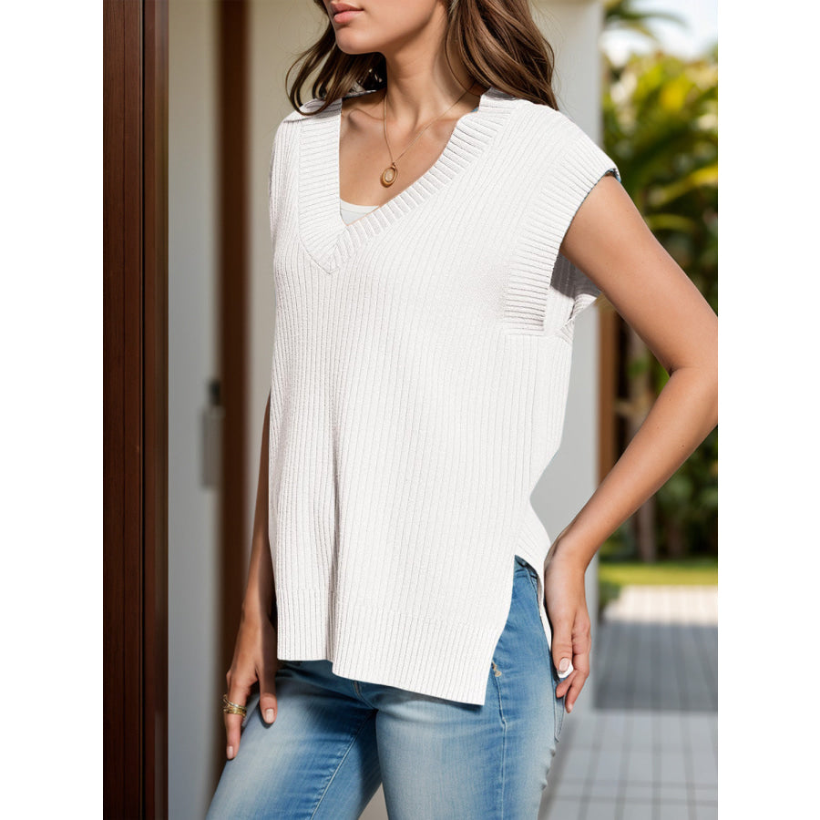 V-Neck Cap Sleeve Knit Vest Apparel and Accessories