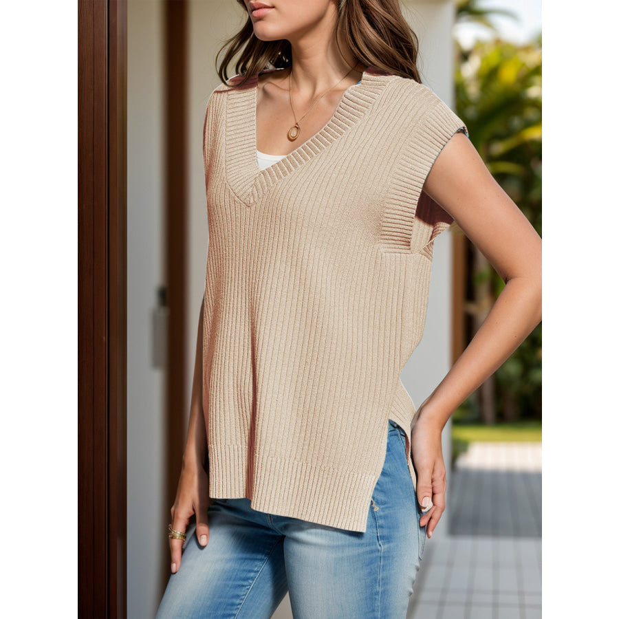 V-Neck Cap Sleeve Knit Vest Apparel and Accessories