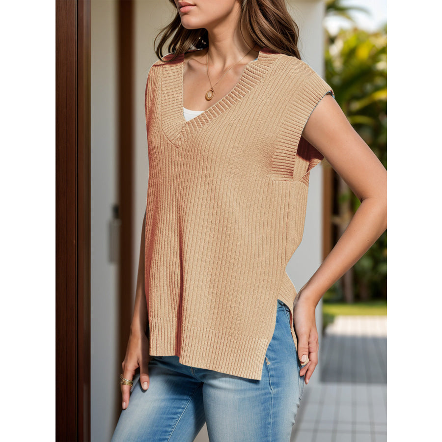 V-Neck Cap Sleeve Knit Vest Apparel and Accessories