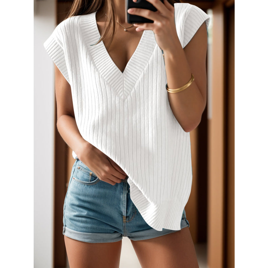 V-Neck Cap Sleeve Knit Vest Apparel and Accessories