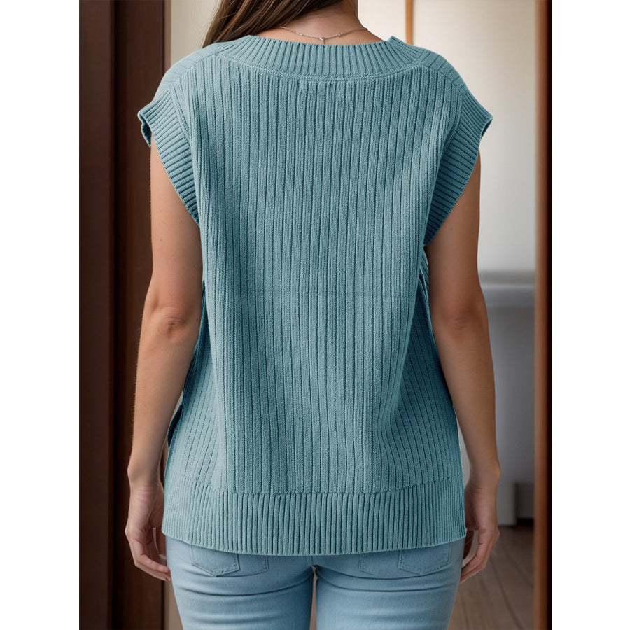 V-Neck Cap Sleeve Knit Vest Apparel and Accessories