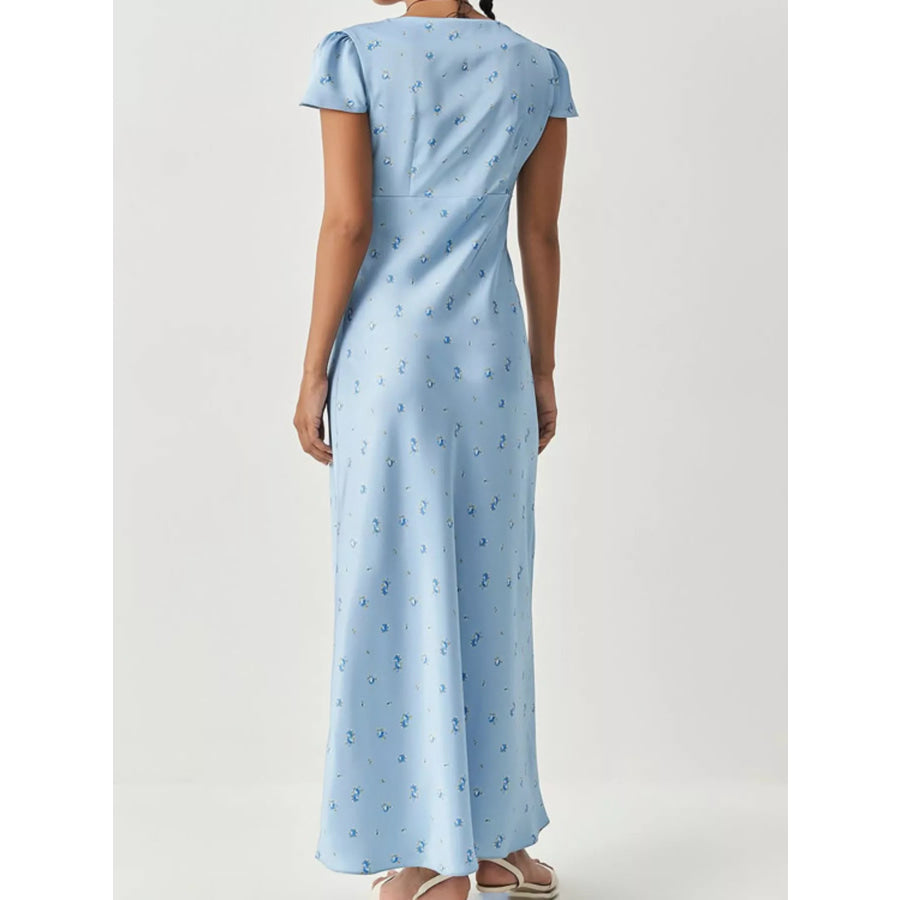 V-Neck Cap Sleeve Maxi Dress Apparel and Accessories