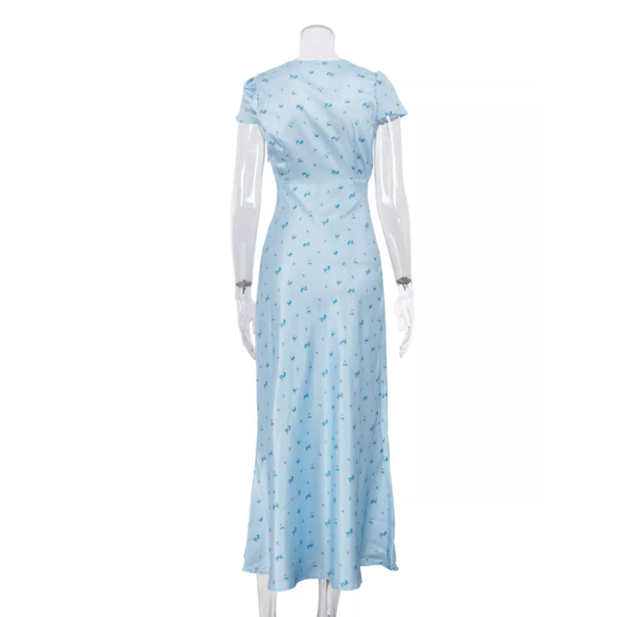 V-Neck Cap Sleeve Maxi Dress Apparel and Accessories