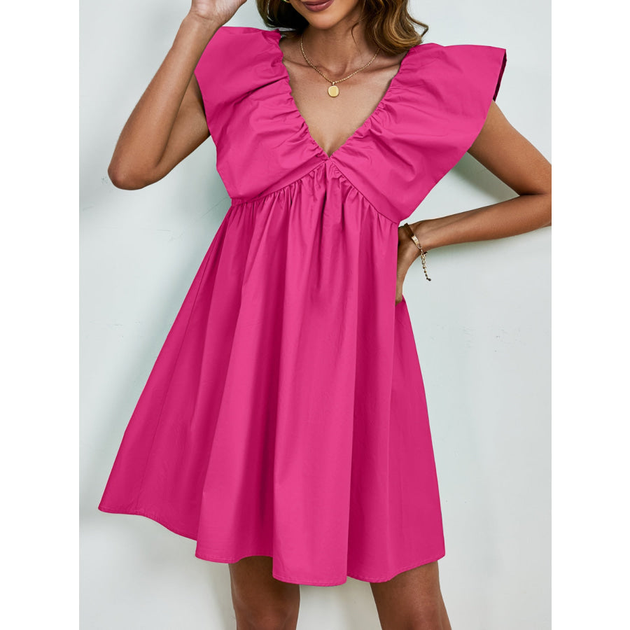 V-Neck Cap Sleeve Mini Dress Apparel and Accessories