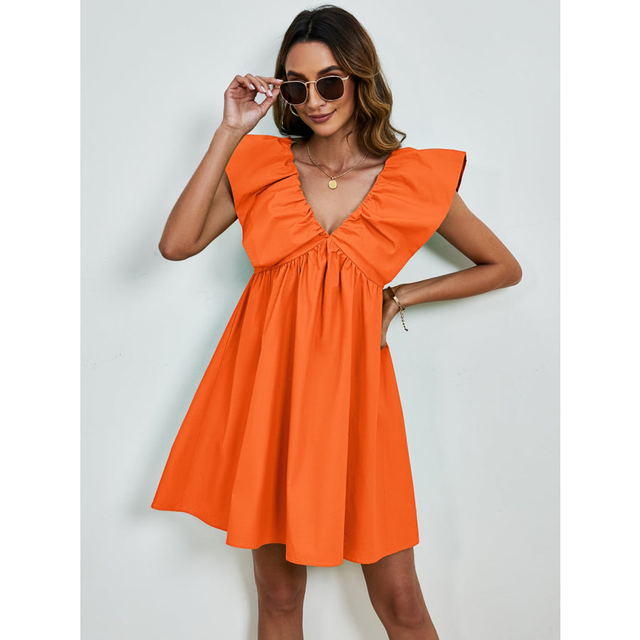 V-Neck Cap Sleeve Mini Dress Apparel and Accessories