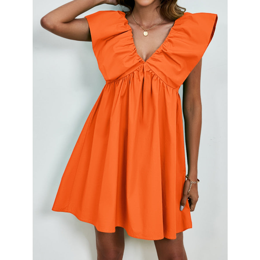 V-Neck Cap Sleeve Mini Dress Apparel and Accessories