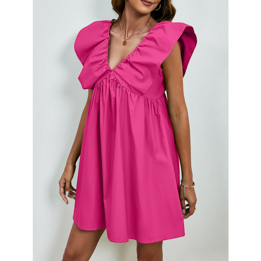 V-Neck Cap Sleeve Mini Dress Apparel and Accessories