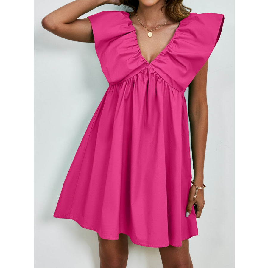 V-Neck Cap Sleeve Mini Dress Apparel and Accessories