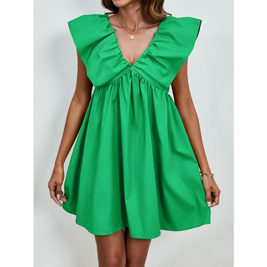 V-Neck Cap Sleeve Mini Dress Apparel and Accessories